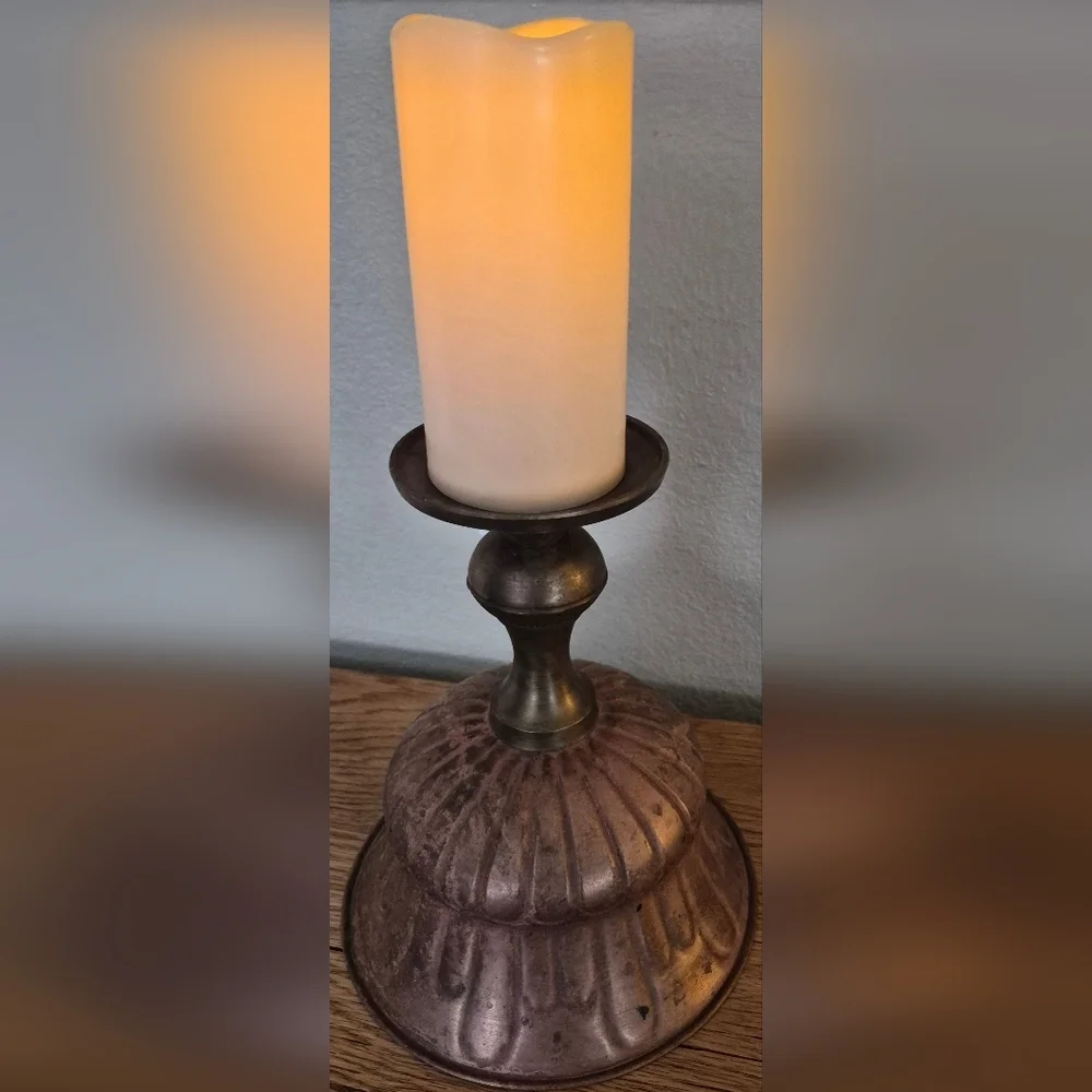 Vintage Copper & Bronze Pedestal Bowl 9.5 Inches Tall (No Flowers Included)